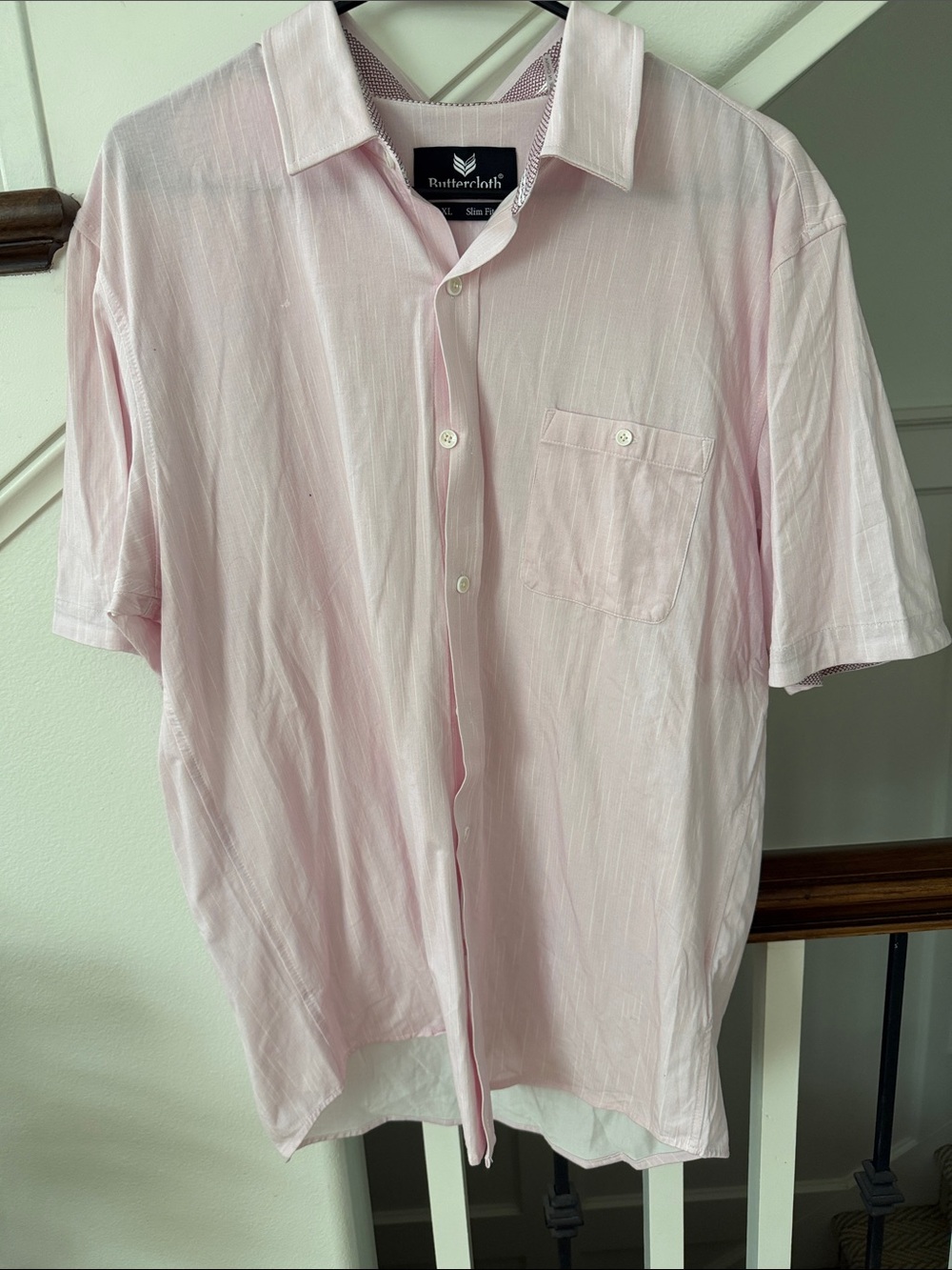 Buttercloth Men's Light Pink Short-Sleeve Button-Down Shirt